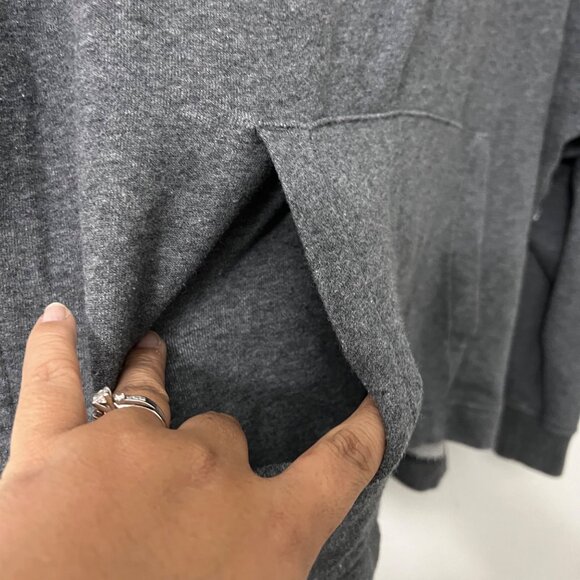 Nike Womens Gray Training Pullover Hoodie Sweater Logo Side Slits Size Large - Picture 7 of 7